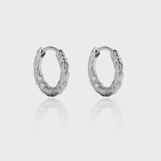 Mini Irregular Circle Geometric 925 Sterling Silver Huggie Hoop Earrings
