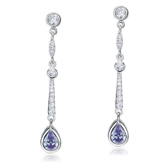 Purple Created Sapphire Dangle Earrings