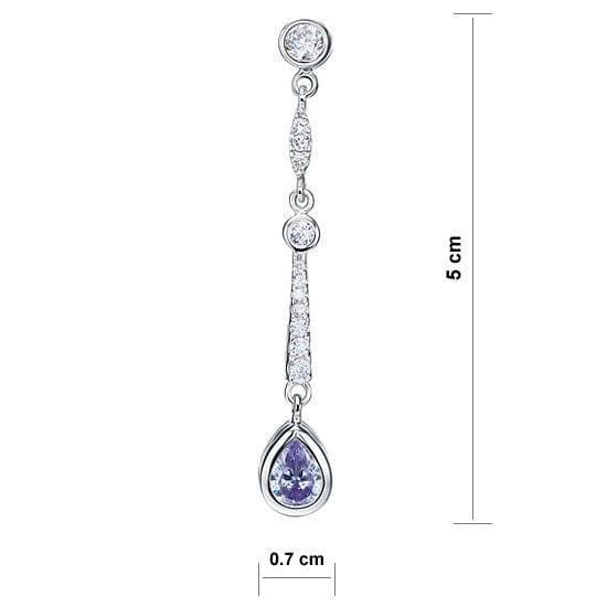 Purple Created Sapphire Dangle Earrings