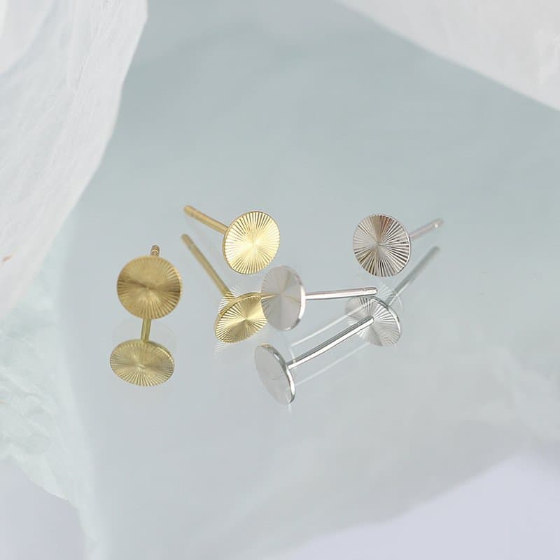 Geometric Round CNC Lathe 925 Sterling Silver Stud Earrings