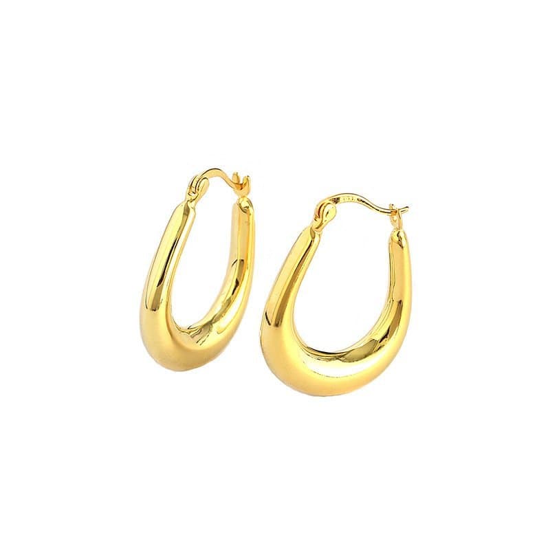 U Shape 925 Sterling Silver Hoop Earrings