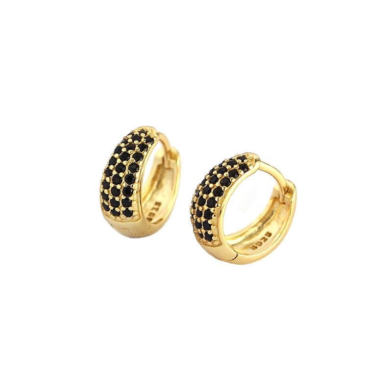 Geometric Micro Setting CZ 925 Sterling Silver Huggie Hoop Earrings