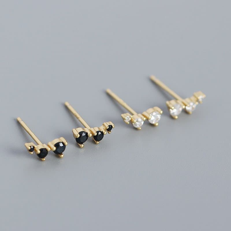 Geometric CZ Lines 925 Sterling Silver Stud Earrings