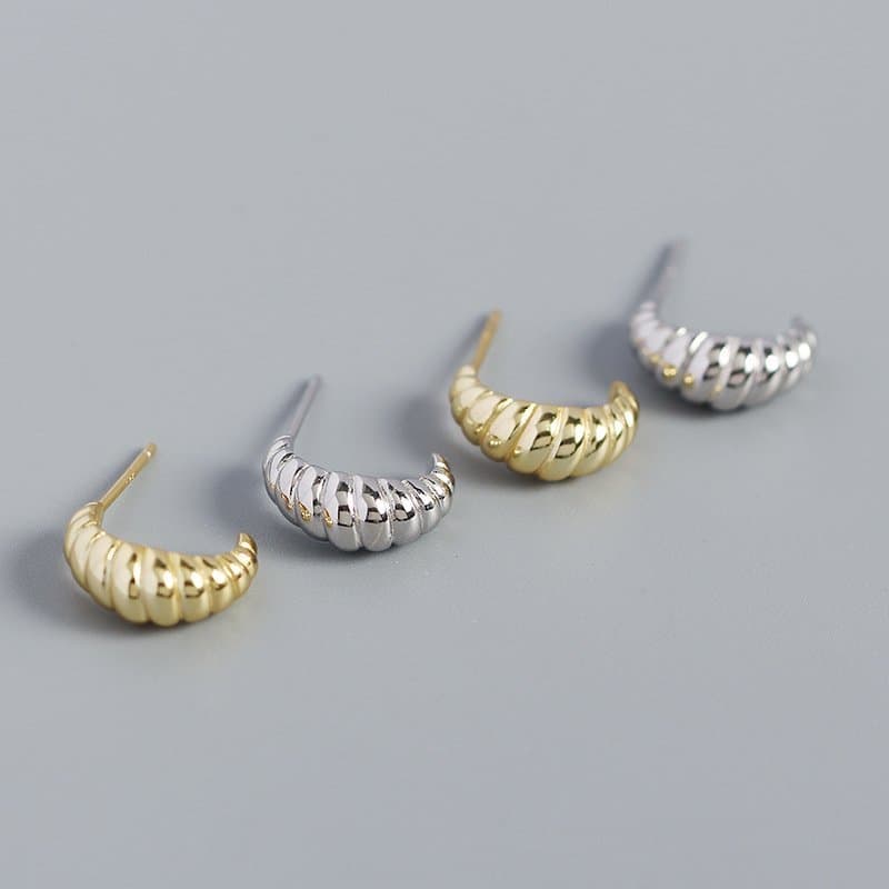 Twisted OX Horn 925 Sterling Silver Stud Earrings