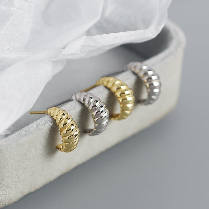 Twisted OX Horn 925 Sterling Silver Stud Earrings