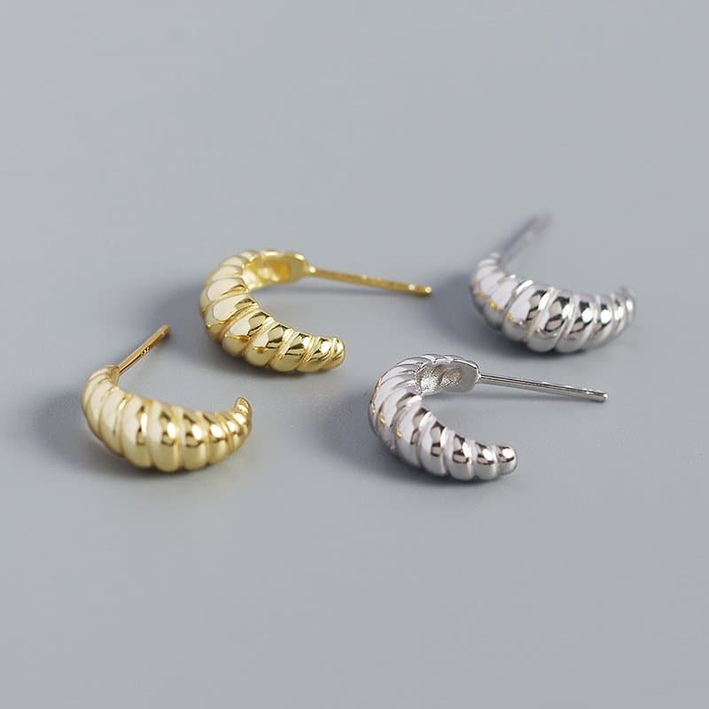 Twisted OX Horn 925 Sterling Silver Stud Earrings