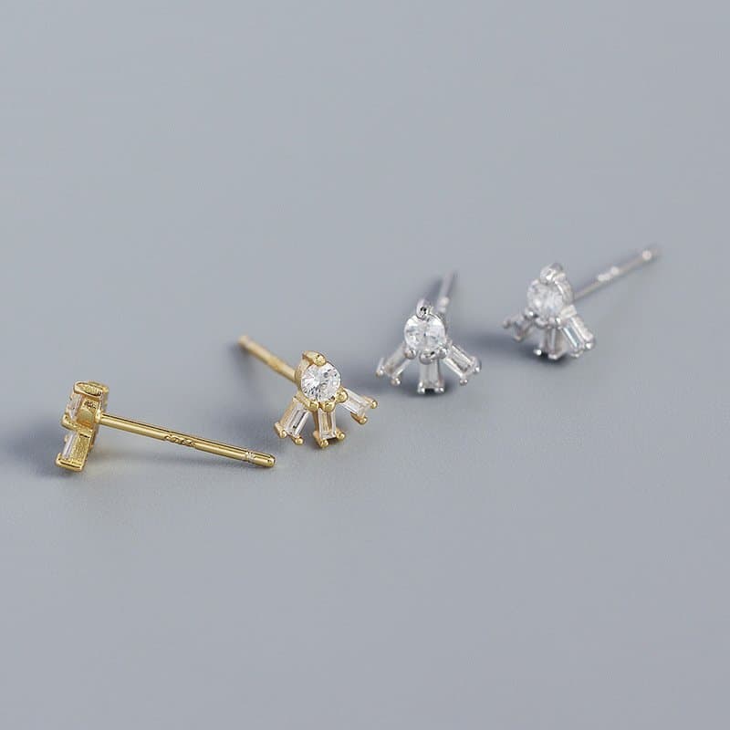 CZ Sunshine 925 Sterling Silver Stud Earrings