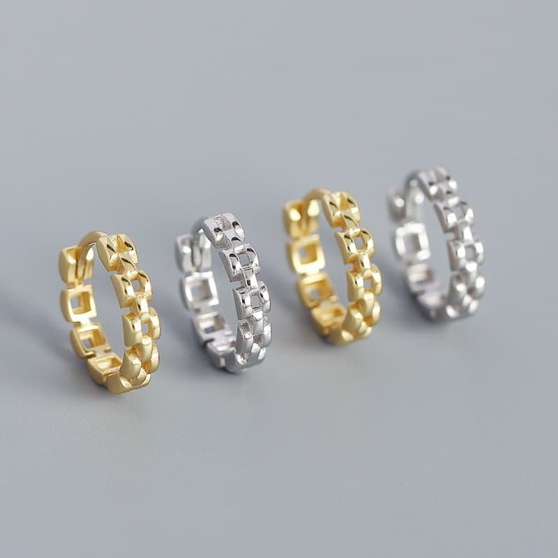 Watchband 925 Sterling Silver Huggie Hoop Earrings