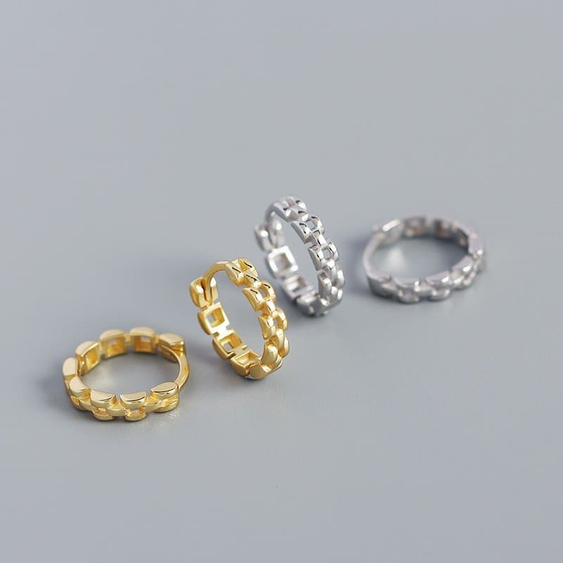 Watchband 925 Sterling Silver Huggie Hoop Earrings