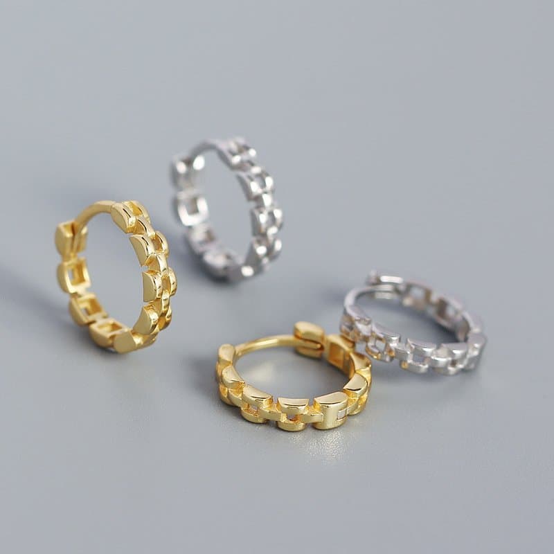 Watchband 925 Sterling Silver Huggie Hoop Earrings
