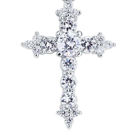 Round Cut Created Diamond Cross Pendant Necklace