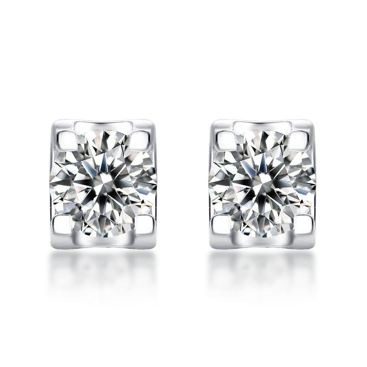 Four Claw Moissanite CZ 925 Sterling Silver Stud Earrings