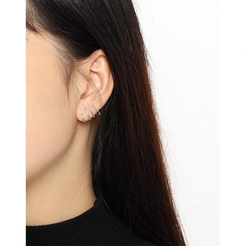 Geometric Irregular Spring 925 Sterling Silver Stud Earrings