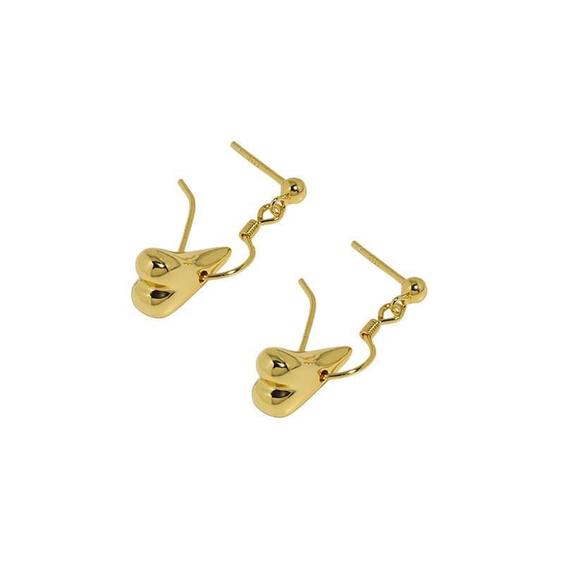 Irregular Dropping Heart 925 Sterling Silver Dangling Earrings