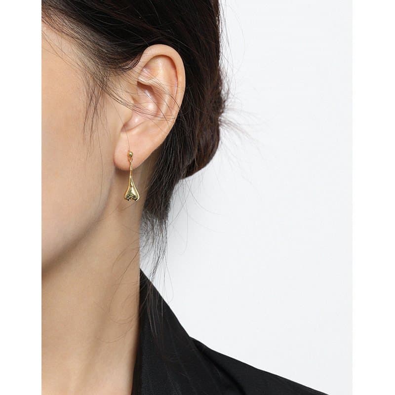 Irregular Dropping Heart 925 Sterling Silver Dangling Earrings