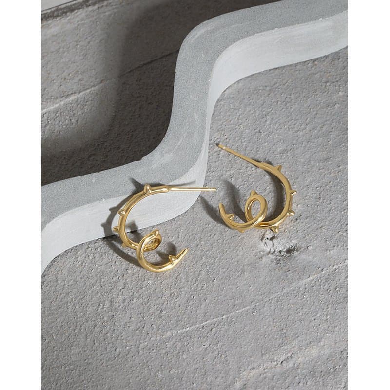 Rivet Twisted Tree Branch 925 Sterling Silver Stud Earrings