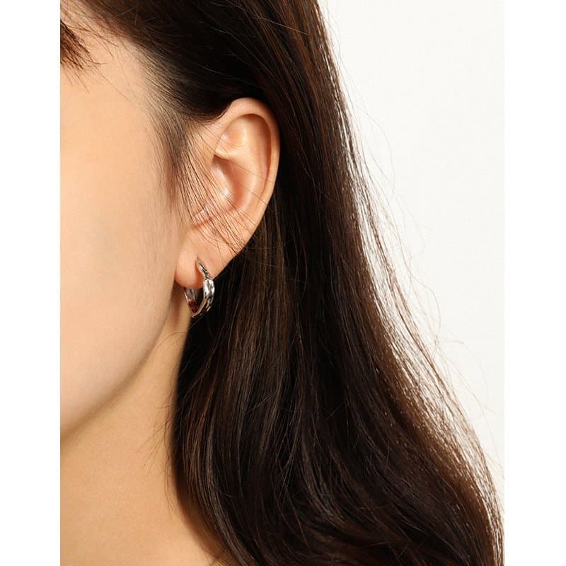 Geometric Irregular C Shape 925 Sterling Silver Stud Earrings