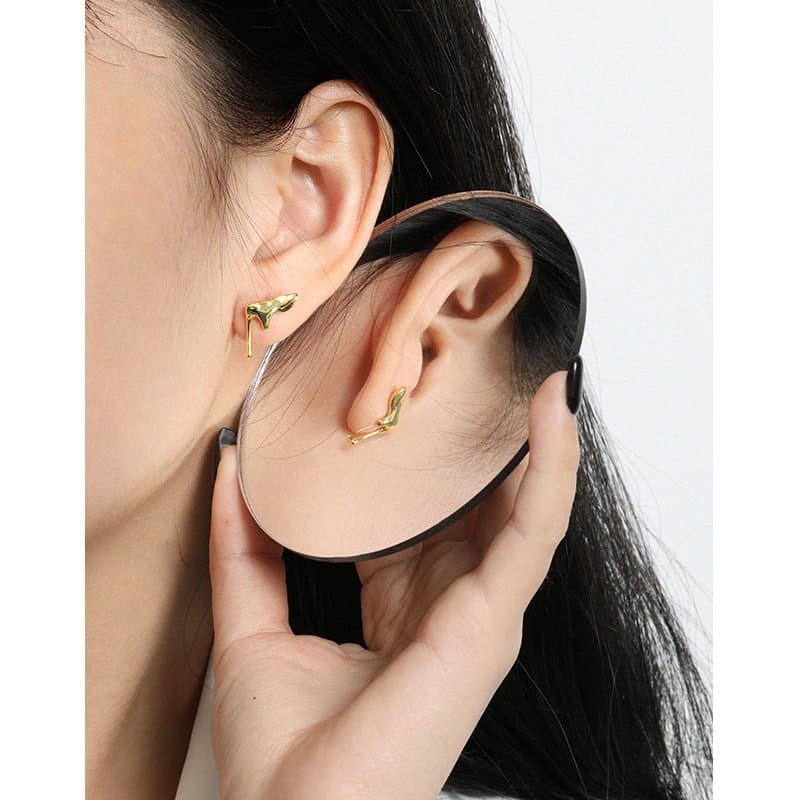 Irregular Dropping Water Asymmetric 925 Sterling Silver Stud Earrings