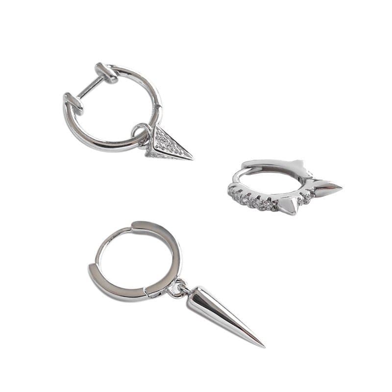 Geometric Rivet 925 Sterling Silver Hoop Earrings