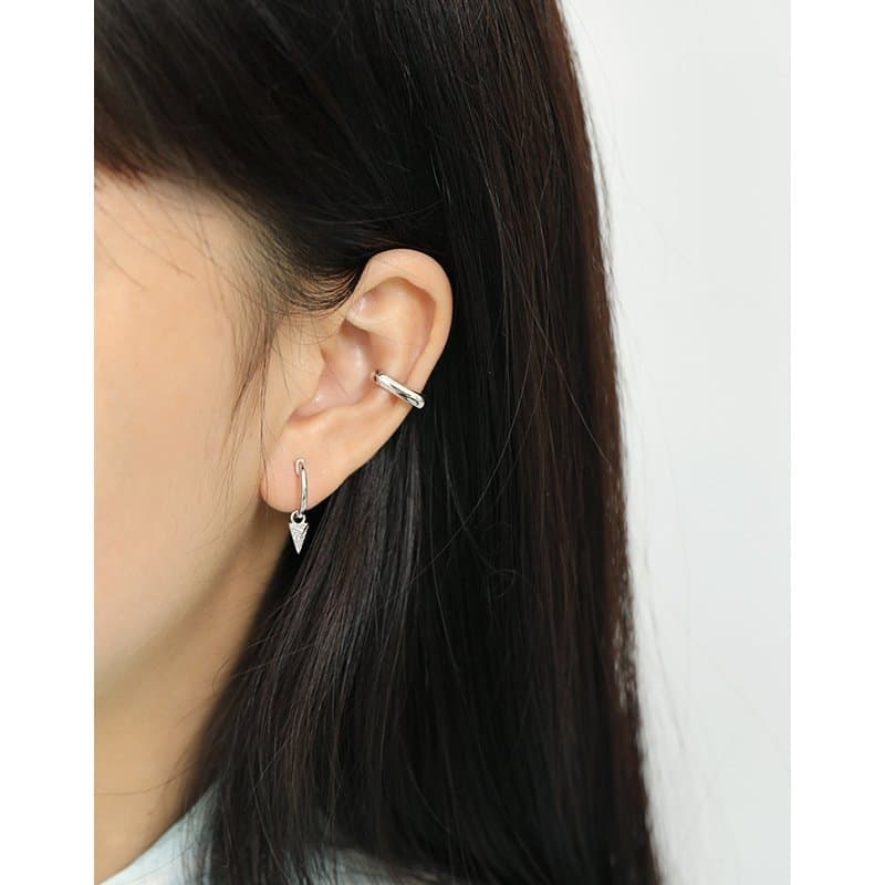 Geometric Rivet 925 Sterling Silver Hoop Earrings