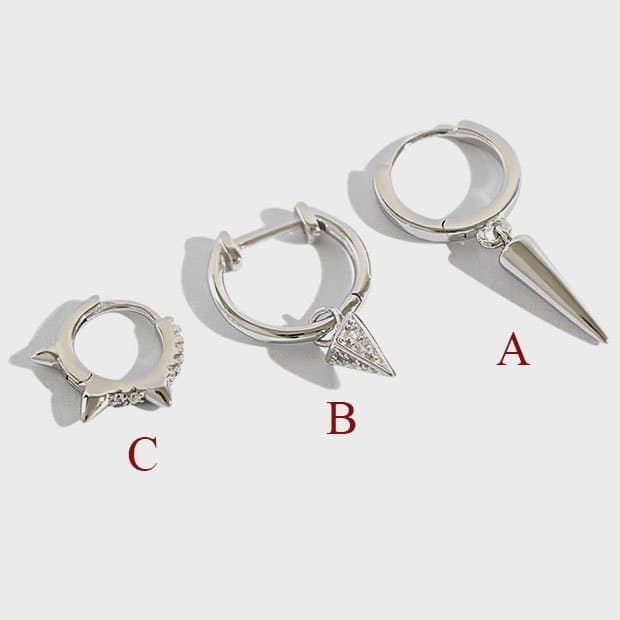 Geometric Rivet 925 Sterling Silver Hoop Earrings