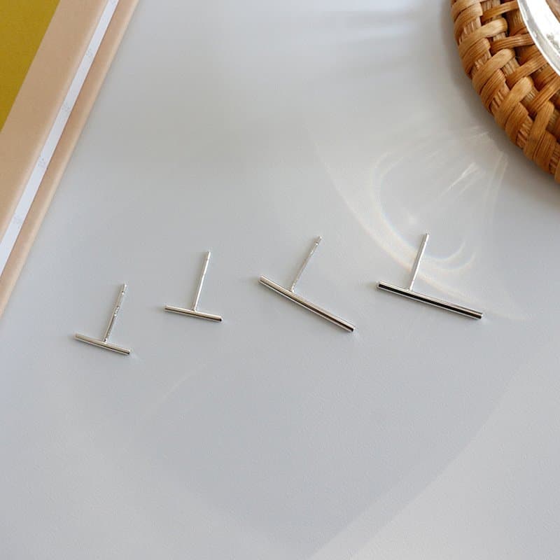 Minimalist Geometric Strip 925 Sterling Silver Stud Earrings