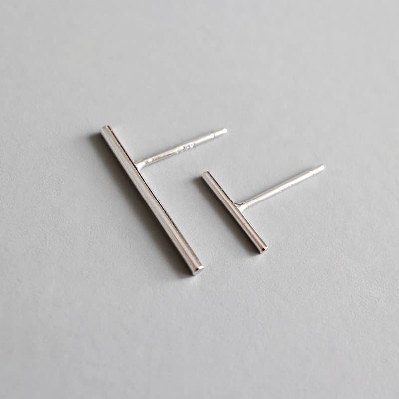 Minimalist Geometric Strip 925 Sterling Silver Stud Earrings