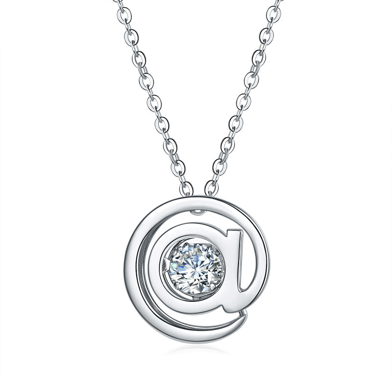 Pendant Moissanite Diamond Dancing Stone Necklace - Silver Jewellery UK
