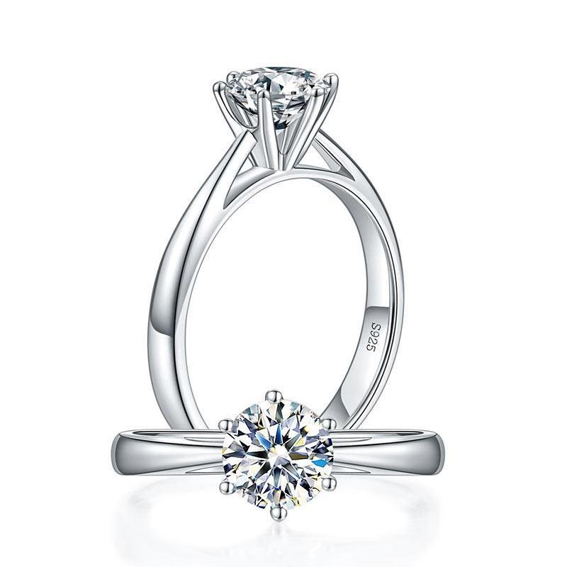 1 Carat Moissanite Diamond Classic 6 Claws Engagement