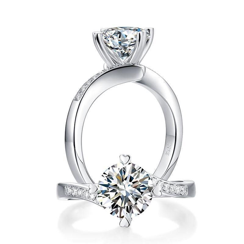 1.5 Carat Moissanite Diamond Ring Heart Shape Prong