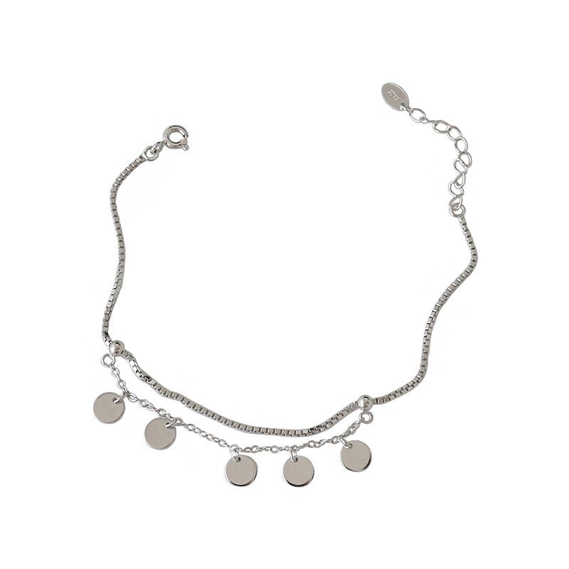 Double Layer Disc 925 Sterling Silver Bracelet
