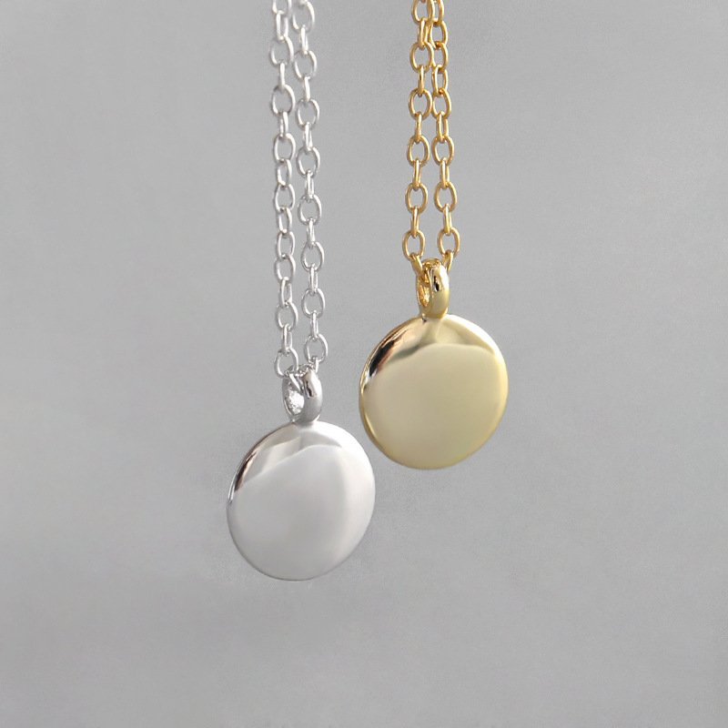Minimalist Geometric Round Bean 925 Sterling Silver Necklace