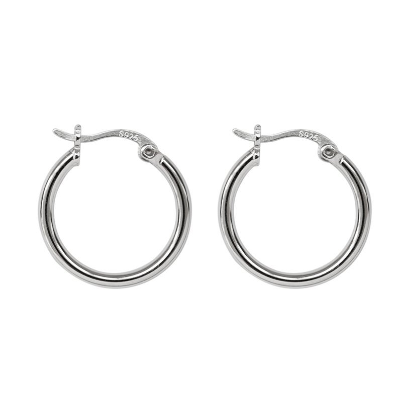 Round 925 Sterling Silver Hoop Earrings