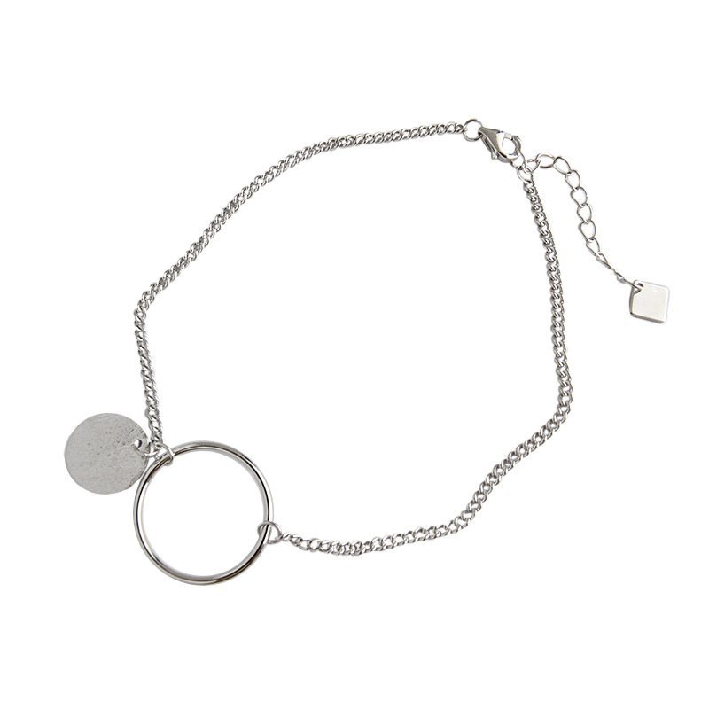 Geometric Circle Round 925 Sterling Silver Anklet