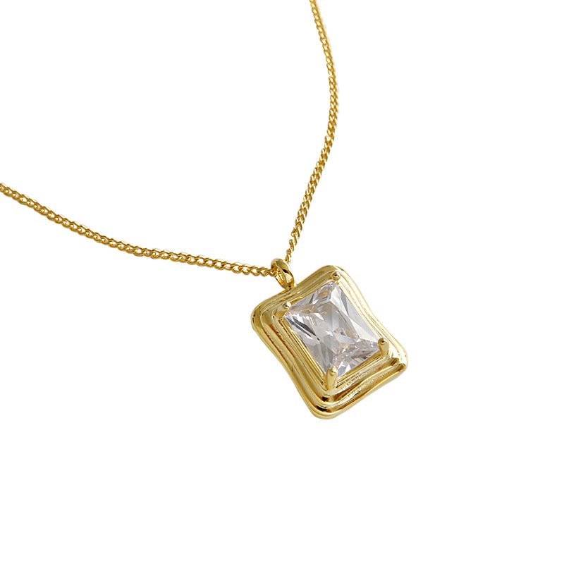 Geometric Square CZ Hot 925 Sterling Silver Necklace