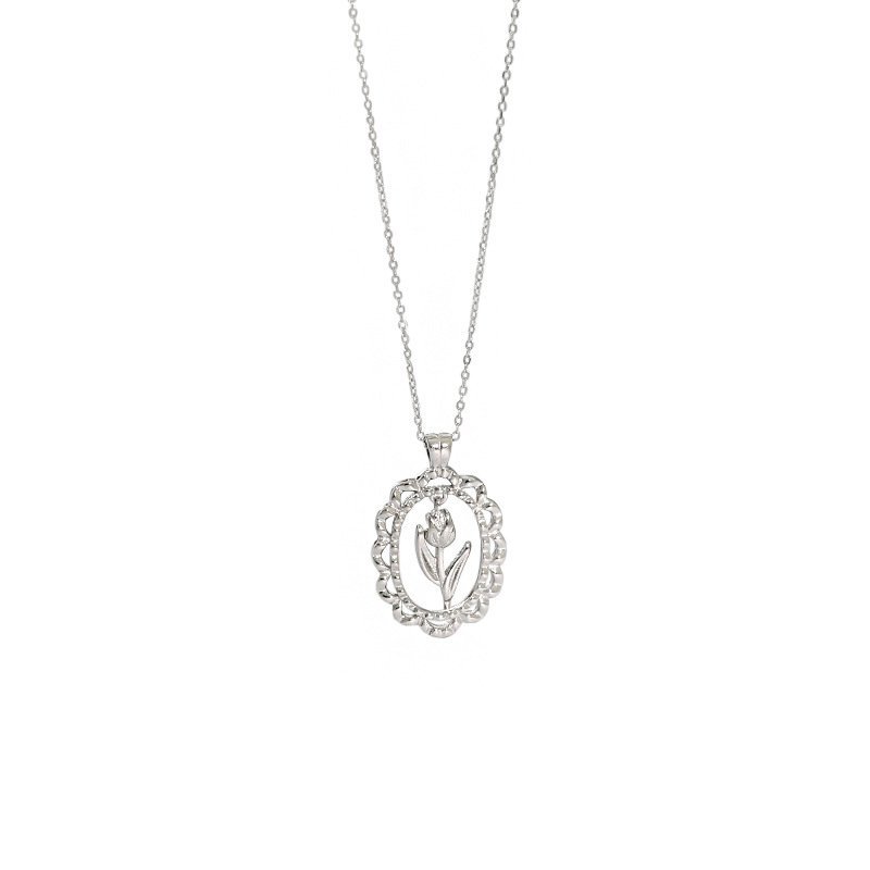 Tulips Flower 925 Sterling Silver Necklace