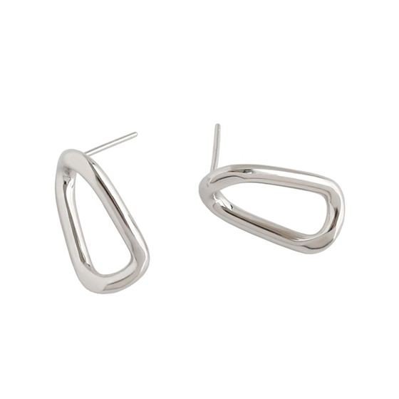 Geometric Irregular Hollow 925 Sterling Silver Stud Earrings