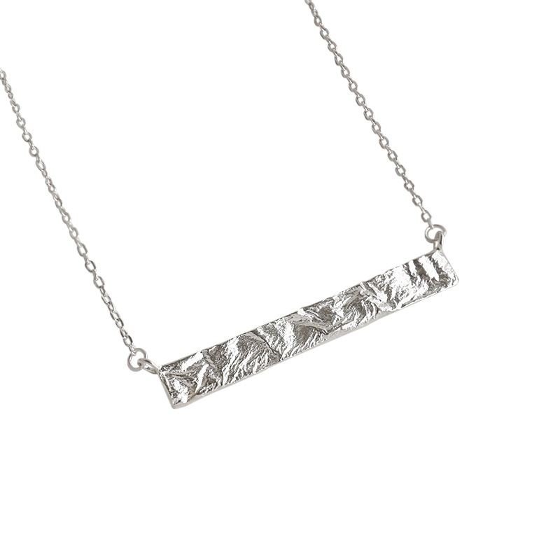 Geometric Rectangle Tag 925 Sterling Silver Necklace