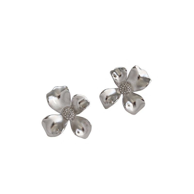 Girl Flower 925 Sterling Silver Stud Earrings