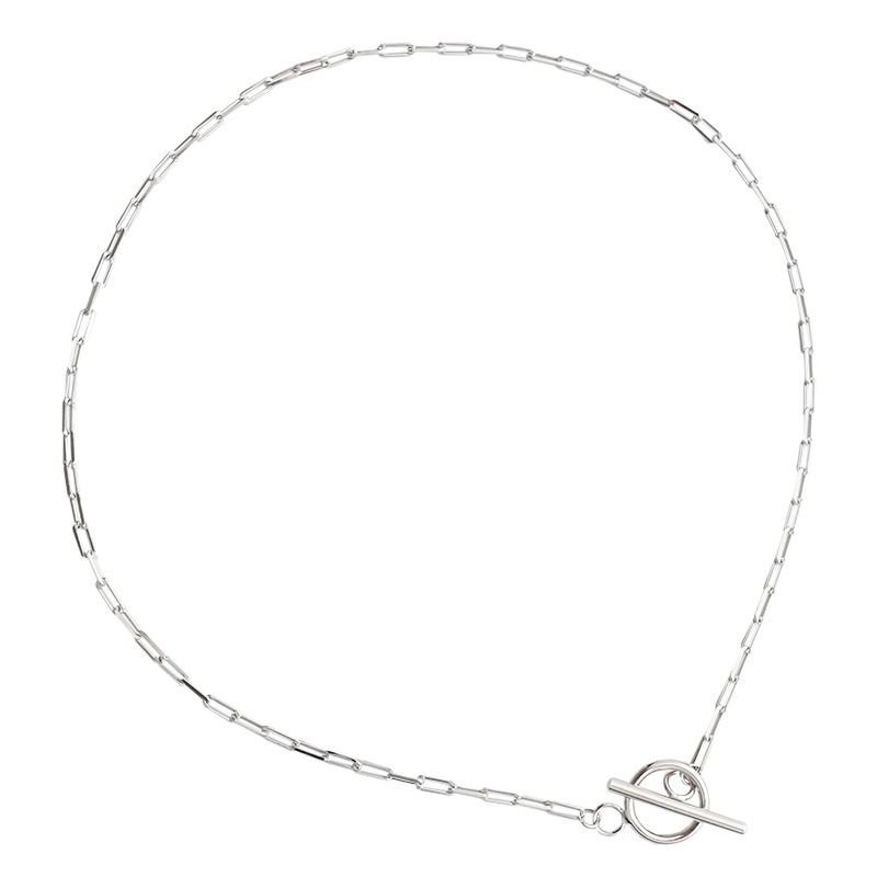 TO Shape Chian 925 Sterling Silver Choker Necklace