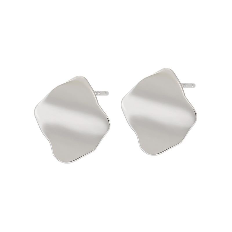 Geometric Wave 925 Sterling Silver Stud Earrings