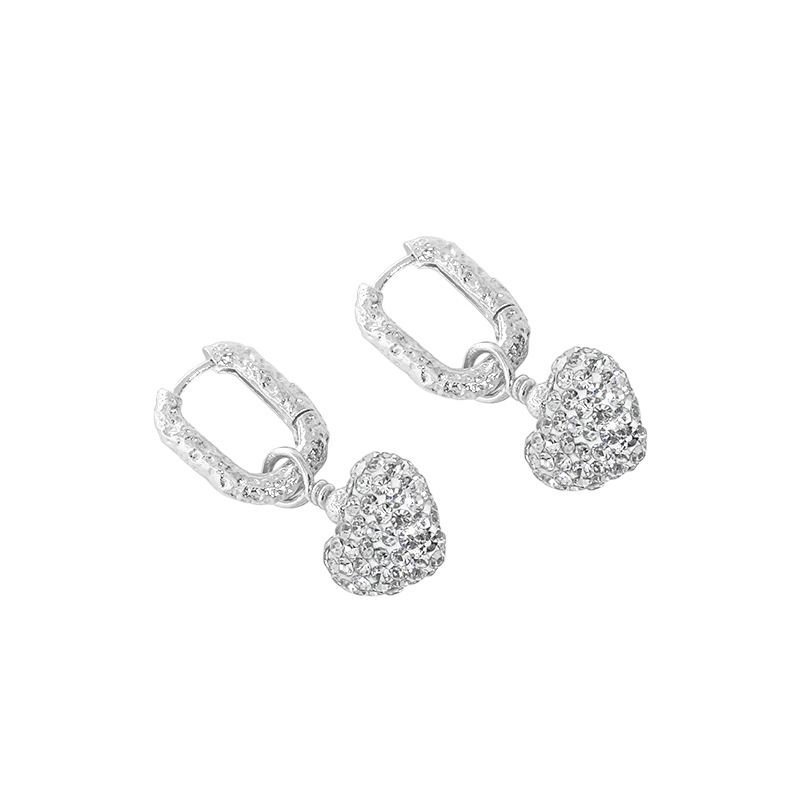 Elegant CZ Heart Geometric 925 Sterling Silver Dangling Earrings
